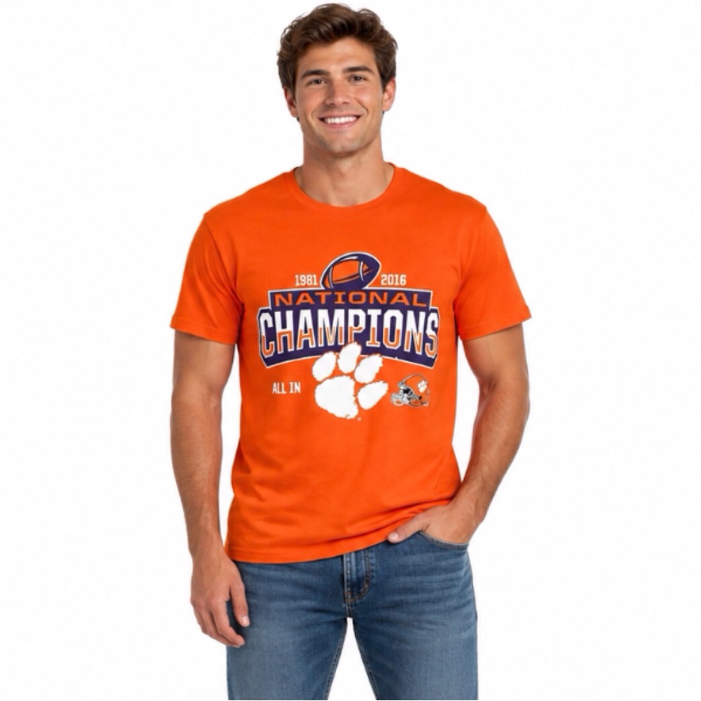 Clemson Tigers T Shrit Size Large 1981 2016 Football National Champions New